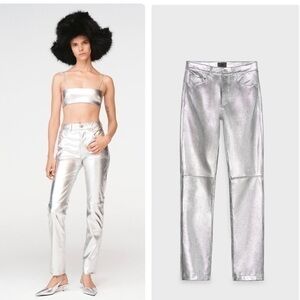 Zara NWT metallic leather pants Steven Meisel